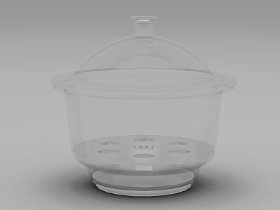 Transparent Household Steaming Bowl With Lid And Perforated Base For Kitchen Daily Use 3d model
