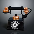 Vintage Black Telephone With Brass Receiver Bell Dial And Numbers