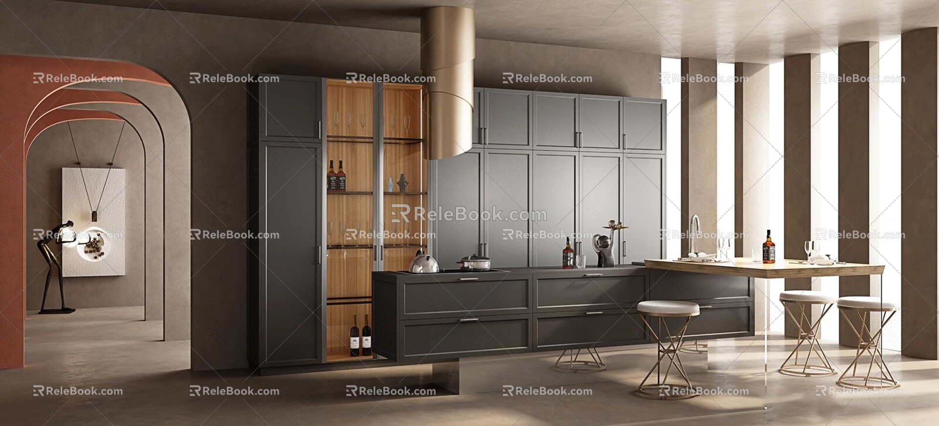 Modern Light Luxury Open Kitchen 3d model