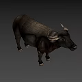 Game Movie Character 3D Model of Buffalo With Green Background and Realistic Details