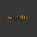 Cartoon Style Bee Character With Yellow Black Stripes And Transparent Wings