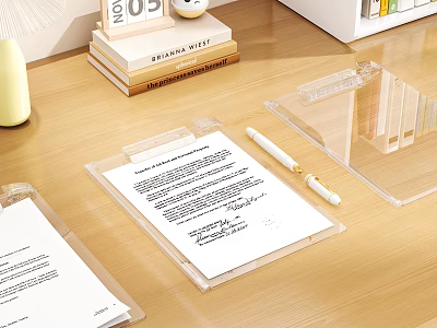 Clear Acrylic Document Holders with Pen and Papers for Office Desk Organization 3d model
