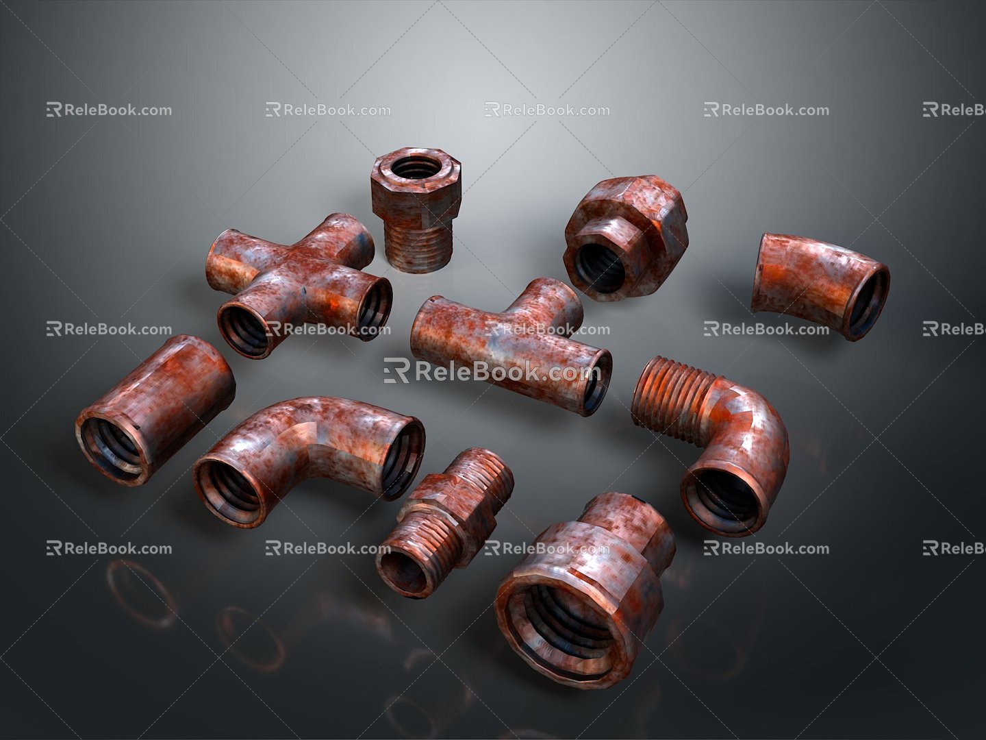 Pipe water pipe valve iron pipe fitting flange tee joint pipe water pipe valve 3d model