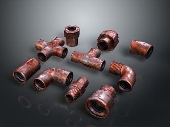 Pipe water pipe valve iron pipe fitting flange tee joint pipe water pipe valve 3d model