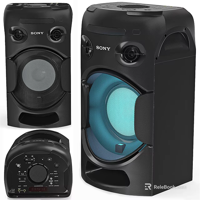 Sony Black Wireless Speaker System With LED Light And Powerful Sound Performance 3d model 