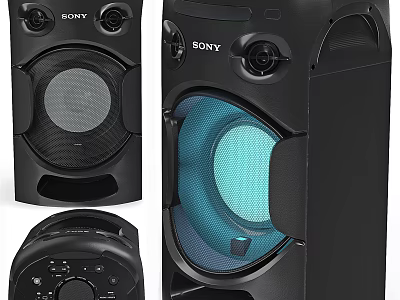 Sony Black Wireless Speaker System With LED Light And Powerful Sound Performance 3d model