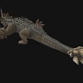 Mythical Fantasy Beast Game Character With Spiked Back Armored Scales And Claws