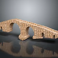 Stone Arch Bridge With Stone Construction Multiple Arches And Supporting Bases 3d model