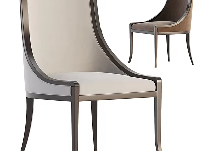 Modern Upholstered Dining Chairs with Light and Dark Colors and Metal Frame 3d model