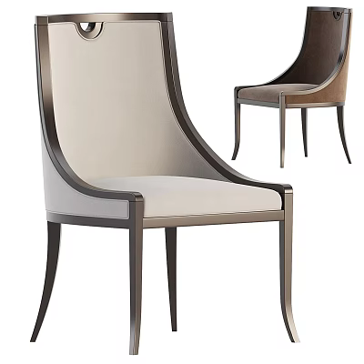 Modern Upholstered Dining Chairs with Light and Dark Colors and Metal Frame 3d model