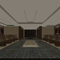 Traditional Chinese Medicine Shop Interior With Wooden Cabinets Display Cases And Seating Area