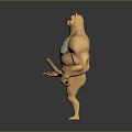 Muscular Shiba Inu Character With Well Defined Abs Holding Wooden Stick In 3D Render Style