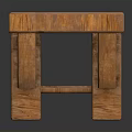 Handcrafted Rustic Wooden Stool Featuring Square Top And Crossed Legs With Natural Wood Grain