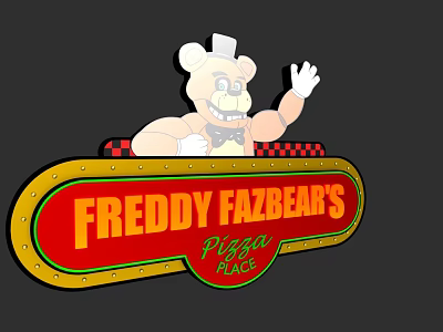 Freddy Fazbears Pizza Place Logo Featuring Waving Cartoon Bear Mascot Design 3d model