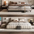 Modern Double Bed Bedroom Interior With Nightstands Accent Chair And Decorative Pillows