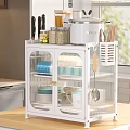 White Kitchen Storage Cabinet For Dinnerware Arrangement 3d model