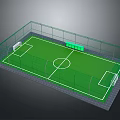 Soccer Field With Green Turf White Markings Surrounding Fence And Goalposts