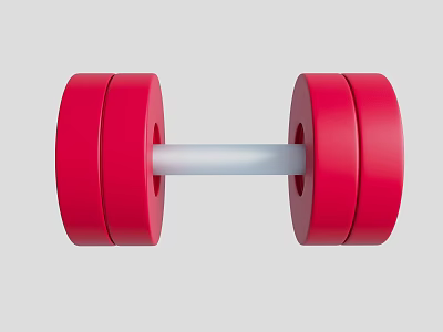 Red Sports Equipment Dumbbell With Multiple Plates And White Handle 3d model