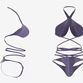 Stylish Purple Checkered Bikini With Crisscross Straps And Wrap Design For Summer Beach Wear