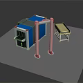 Modern Blue Security Screening Gate With Metal Frame And Conveyor Belt