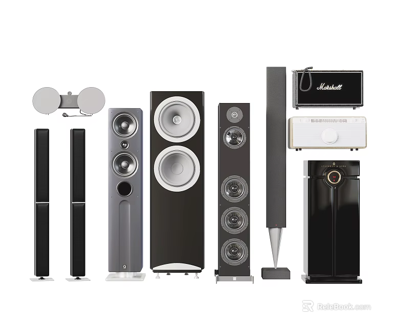 High Quality Headphones and Speakers in Various Styles for Home Audio Systems 3d model 