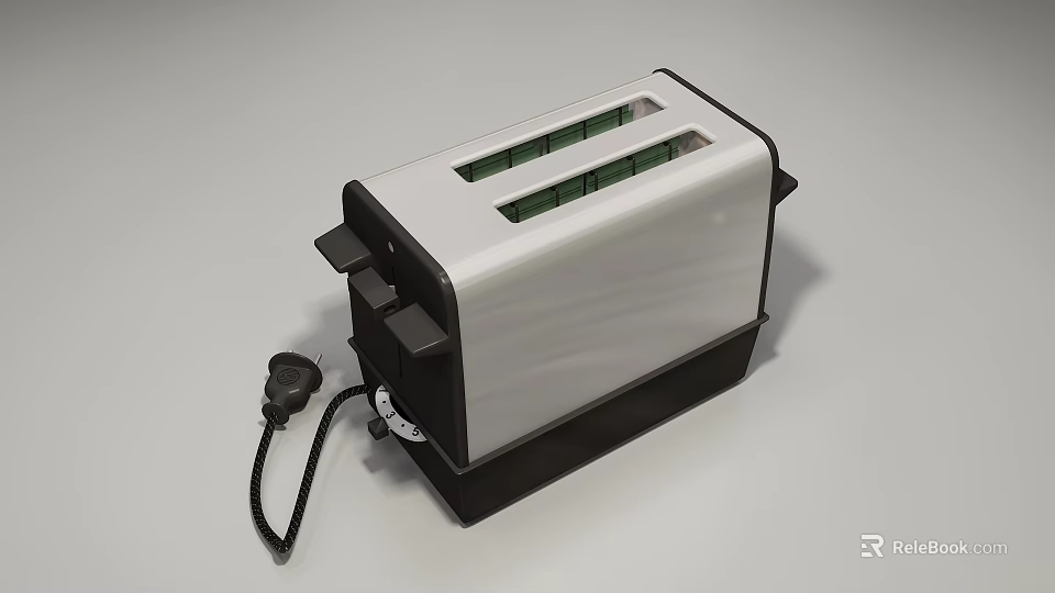 Modern Two Slice Toaster Kitchen Appliance With Silver And Black Design 3d model