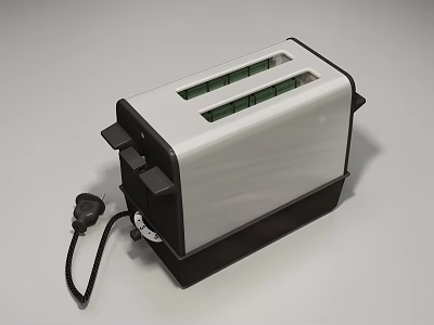 Modern Two Slice Toaster Kitchen Appliance With Silver And Black Design 3d model