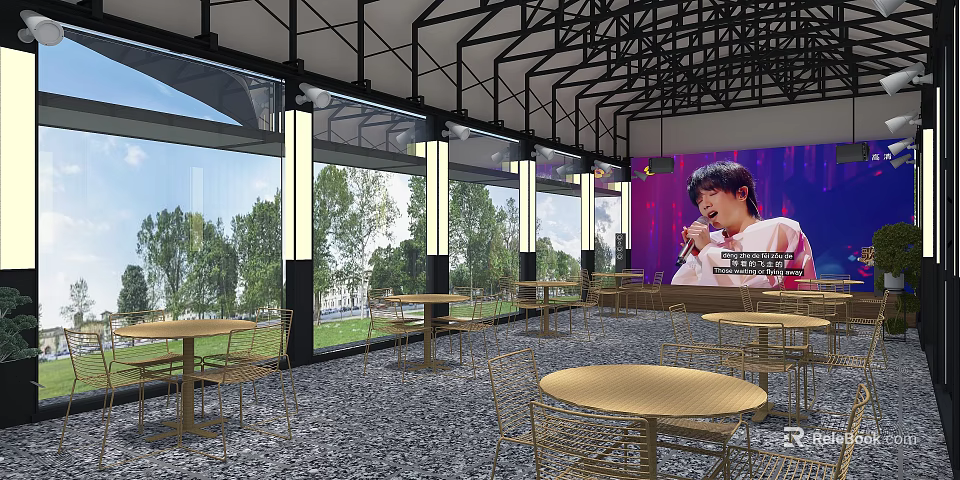 Stylish Modern Awning for Outdoor Restaurant Space with Sun Shade and Decorative Design Features 3d model 