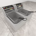 Commercial Double Tank Deep Fryer With Stainless Steel Body And Black Control Panel