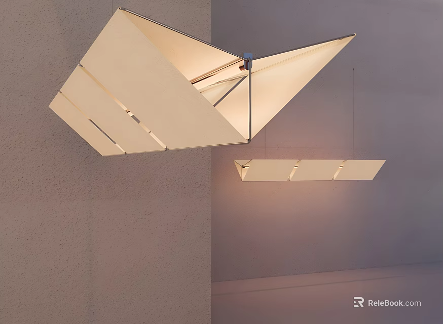 Modern Geometric Folded Panel Pendant Light With Metal Frame For Interior Room Design 3d model