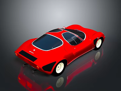 Vintage Red Ferrari Sports Car With Sleek Design Black Windows And White Wheels 3d model