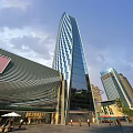 Modern Tall Office Building With Glass Curtain Wall And Urban Architectural Design