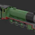 Green Cartoon Train With Smiling Face Black Red Details And Wheels