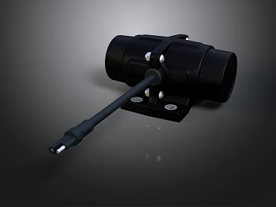 Black Mechanical Device With Cylindrical Body Long Rod And Mounting Base 3d model