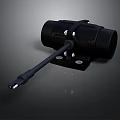 Black Mechanical Device With Cylindrical Body Long Rod And Mounting Base