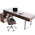 Modern Desk and Chair Combination Desk 3d model