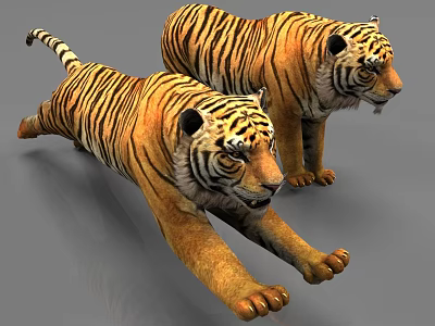 Animals running standing tiger 3d model