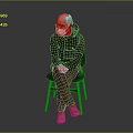 Elderly Man Sitting On Chair Wearing Mask Dark Jacket And Orange Shoes
