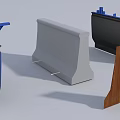 Construction Site Concrete Barriers And Formwork Panels In Black Gray Blue 3d model