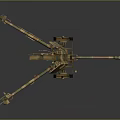 Military Artillery Gun with Camouflage Pattern Wheels and Long Barrel