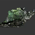 Tranquil Garden Landscape Featuring Rock Formations Small Waterfall Flowing Stream And Green Plants