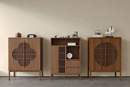 New Chinese Style Solid Wood Locker Decorative Cabinet Tea Cabinet Side Cabinet 3d model