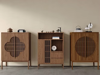 New Chinese Style Solid Wood Locker Decorative Cabinet Tea Cabinet Side Cabinet 3d model