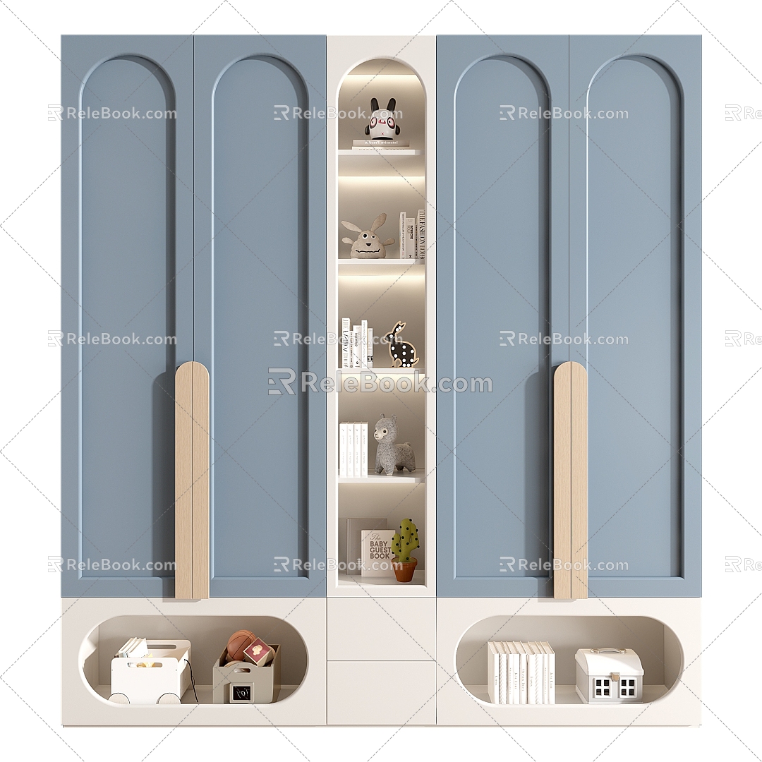 Children's Wardrobe Bookcase Decorative Cabinet 3d model