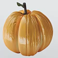 Vine Bearing Ripe Orange Pumpkin With Green Leaf And Smooth Surface