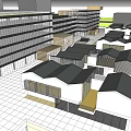 Traditional And Modern Commercial Street With Black Rooftops And Multi Story Buildings