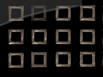 Decorative Wrought Iron Square Frames With Various Intricate Design Patterns 3d model