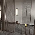 Modern Metal Room Divider With Perforated Design Pendant Lights And Console Table
