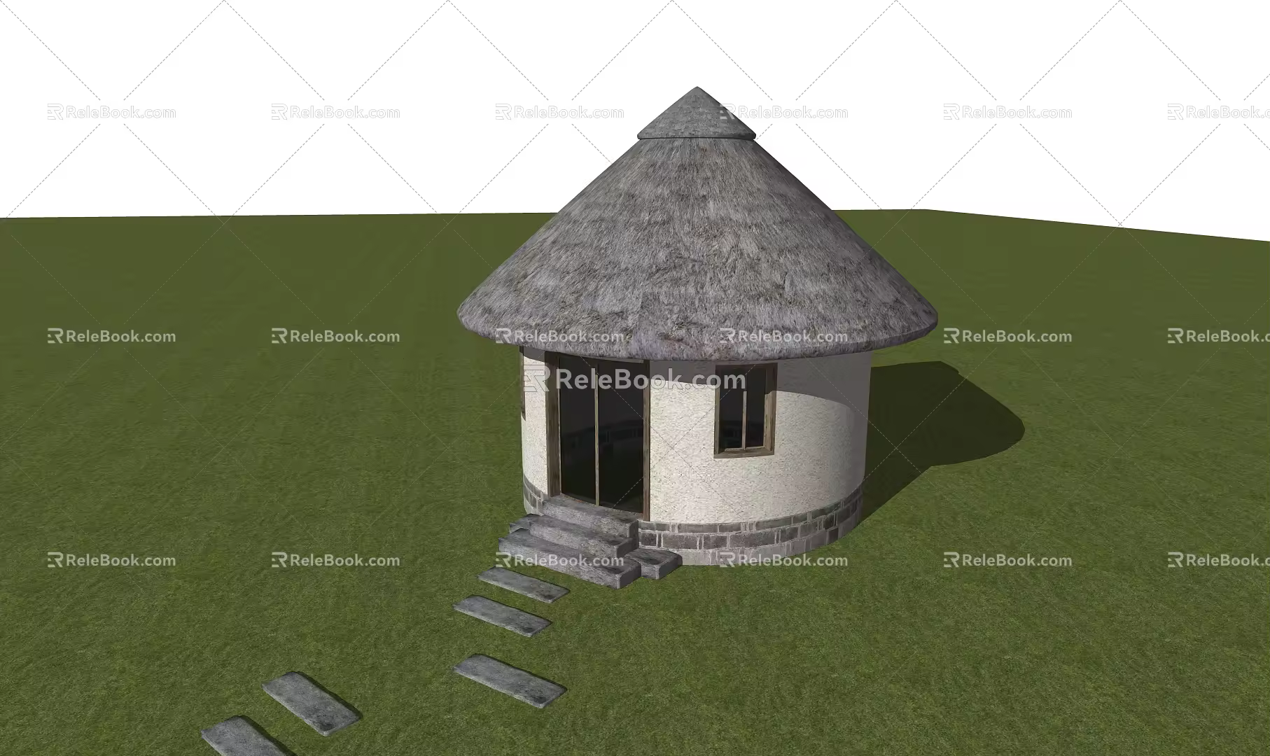Modern Thatched House 3d model