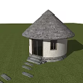 Modern Thatched House 3d model